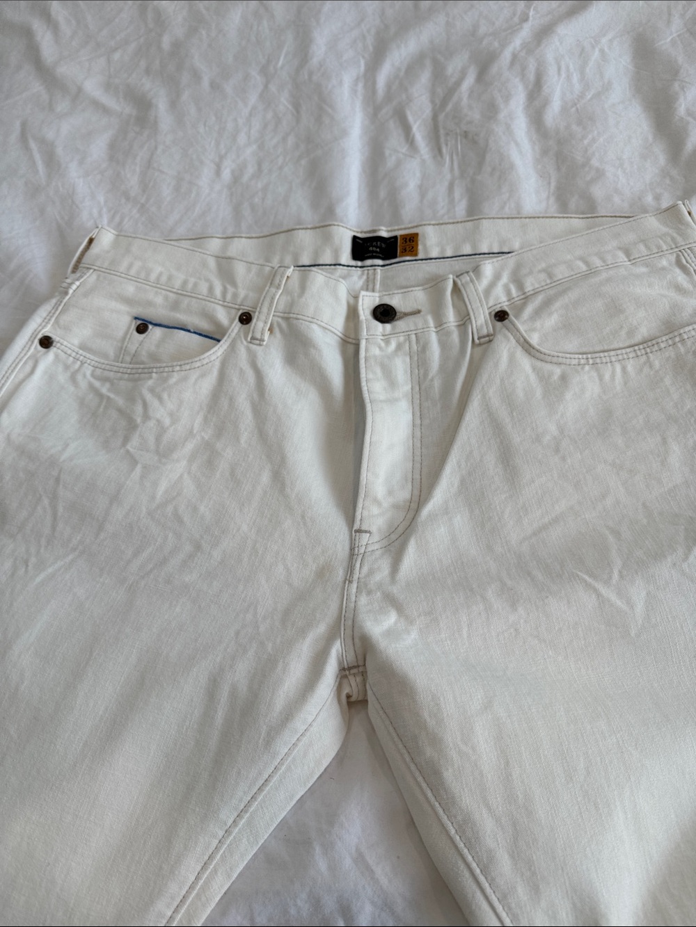 J Crew Men's White Slim Jeans - Classic Clean Look,36 X 32,Model 484
